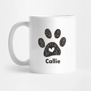 Callie name made of hand drawn paw prints Mug